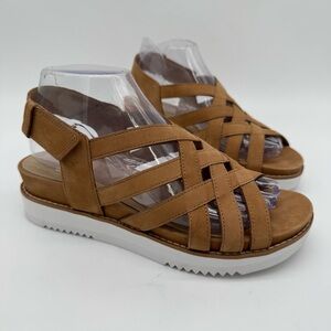 Eileen Fisher Tan Brown Leather Strappy Sport Sandal Size 8